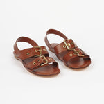 Double Buckle Sandal in Cognac Angled Front View