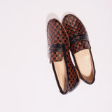 Black and Brown Woven Loafer Flat View on Angle 2