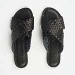 The Woven Strap Slide in Black Flat View