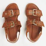 The Double Buckle Sandal in Cognac