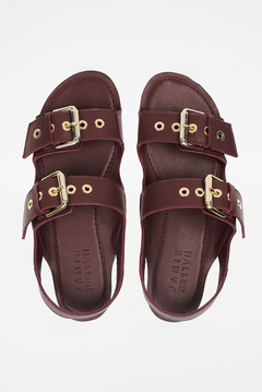 The Double Buckle Sandal in Oxblood