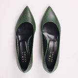 The Kitty Point Heel in Green Snake