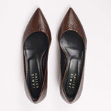 The Kitty Point Heel in Coffee Snake
