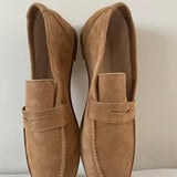 The Penny Loafer in Clove Suede on Tip Toe