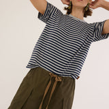 The Chameleon Tee in Navy Heather Stripe