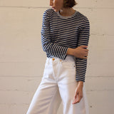 The Capital Tee in Navy Heather Stripe