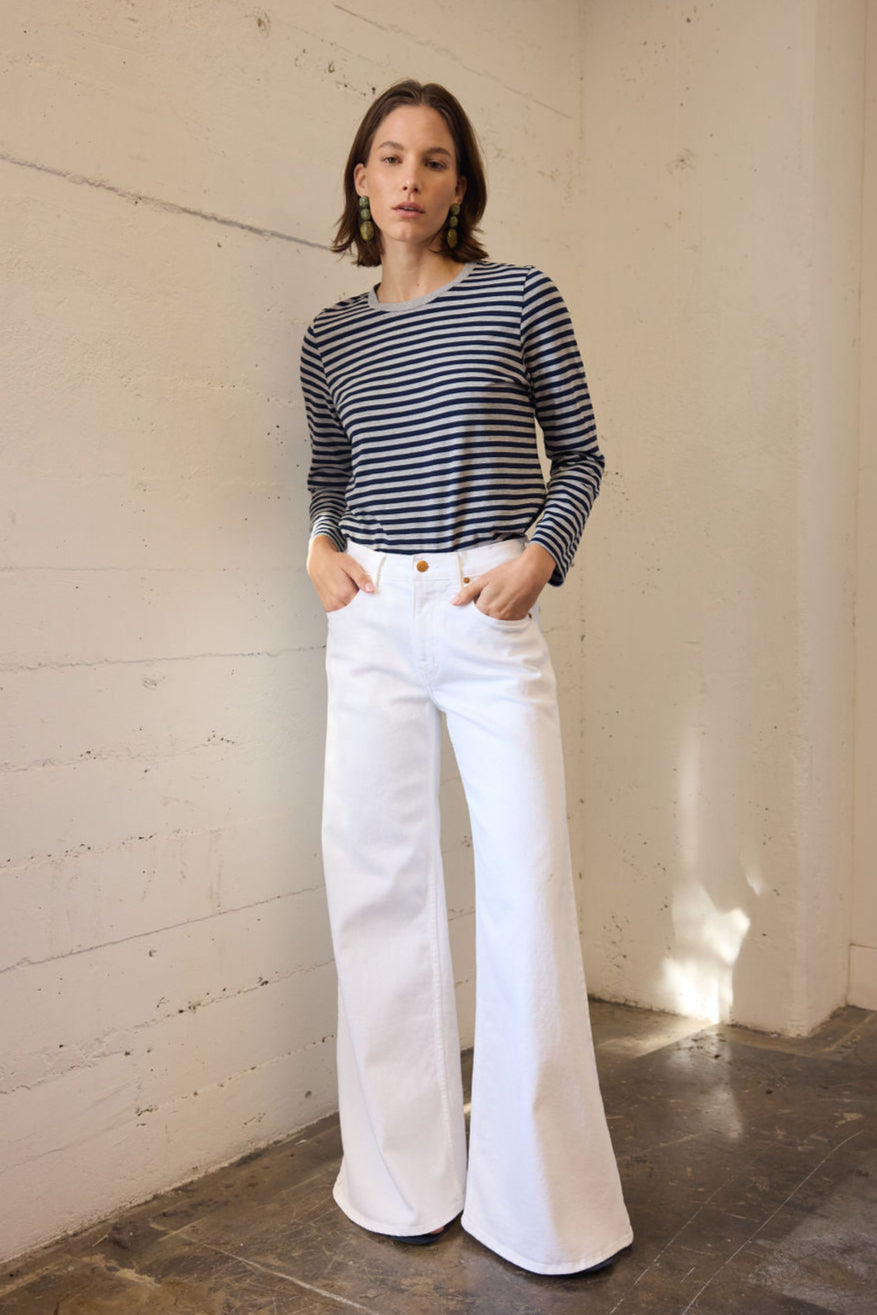 The Capital Tee in Navy Heather Stripe
