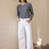 The Capital Tee in Navy Heather Stripe