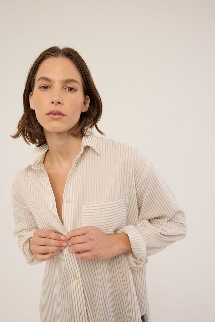 The Stripe Essential Shirt in White Tan