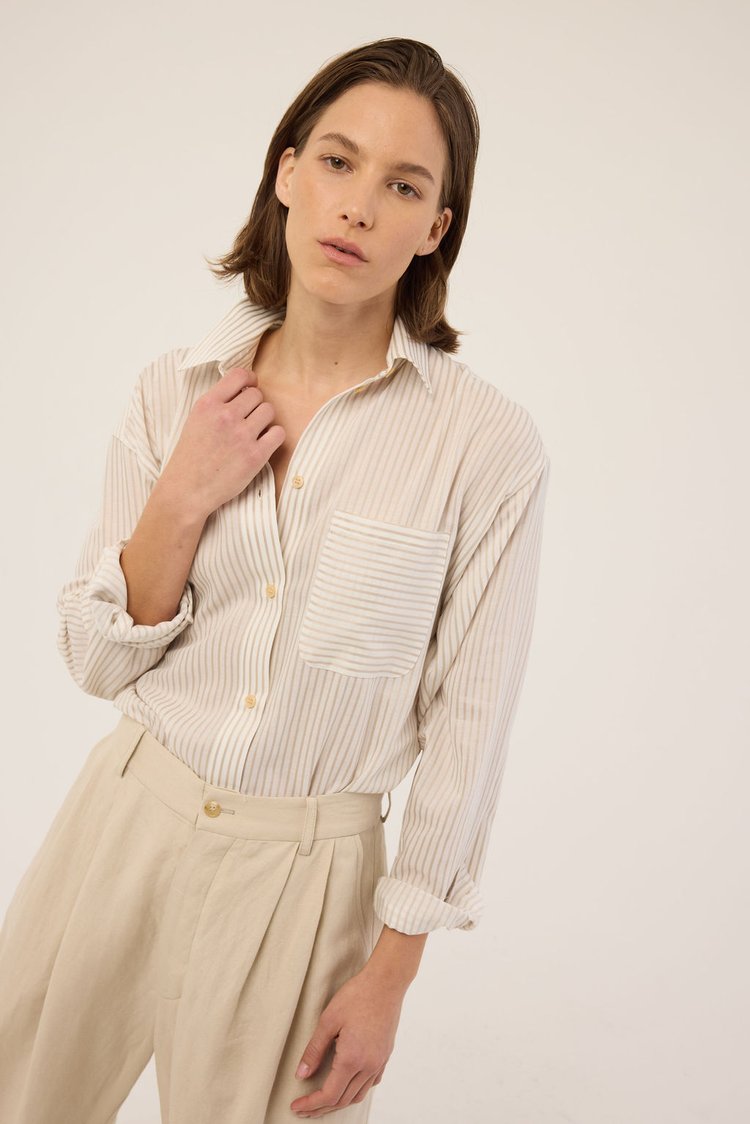 The Stripe Essential Shirt in White Tan