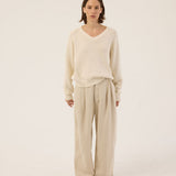 The V Fave in Cotton Cashmere in Ecru