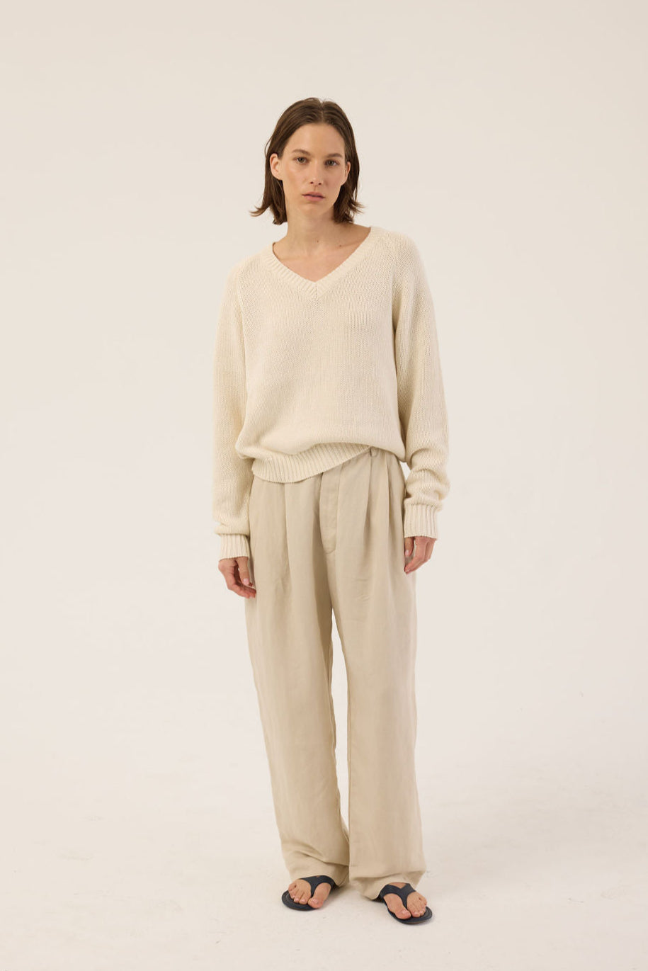 The Big Pleat Trouser in Stone