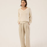 The V Fave in Cotton Cashmere in Ecru