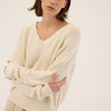 The V Fave in Cotton Cashmere in Ecru