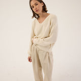 The V Fave in Cotton Cashmere in Ecru