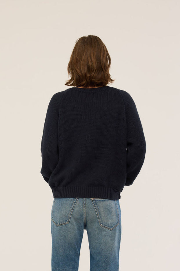 The V Fave in Cotton Cashmere in Navy