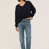 The V Fave in Cotton Cashmere in Navy