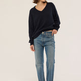 The V Fave in Cotton Cashmere in Navy