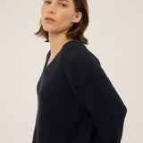 The V Fave in Cotton Cashmere in Navy