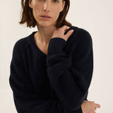 The V Fave in Cotton Cashmere in Navy