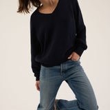 The V Fave in Cotton Cashmere in Navy