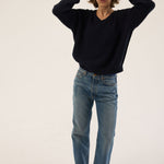 The V Fave in Cotton Cashmere in Navy