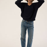 The V Fave in Cotton Cashmere in Navy
