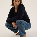 The V Fave in Cotton Cashmere in Navy