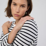 The Capital Tee in White Black Stripe