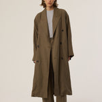 The Linen Baggy Trench Coat in Khaki