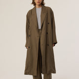 The Linen Baggy Trench Coat in Khaki