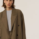 The Linen Baggy Trench Coat in Khaki