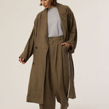 The Linen Baggy Trench Coat in Khaki