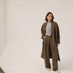 The Linen Baggy Trench Coat in Khaki