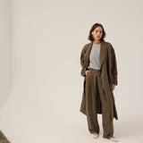 The Linen Baggy Trench Coat in Khaki