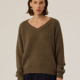 The V Fave in Cotton Cashmere in Khaki