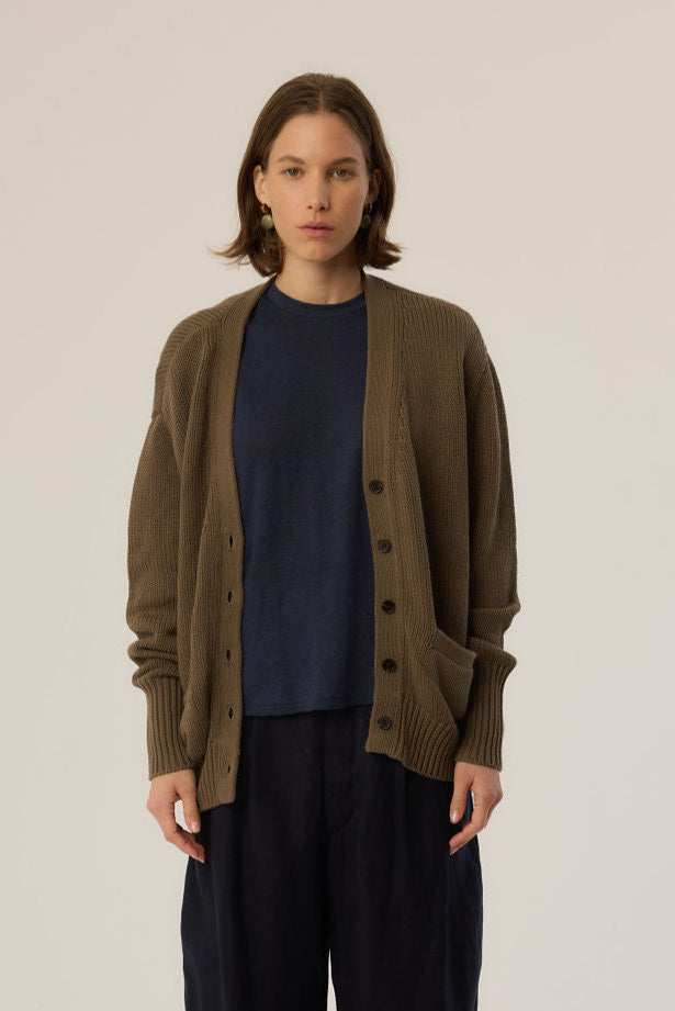 The Welt Pocket Cardigan in Khaki