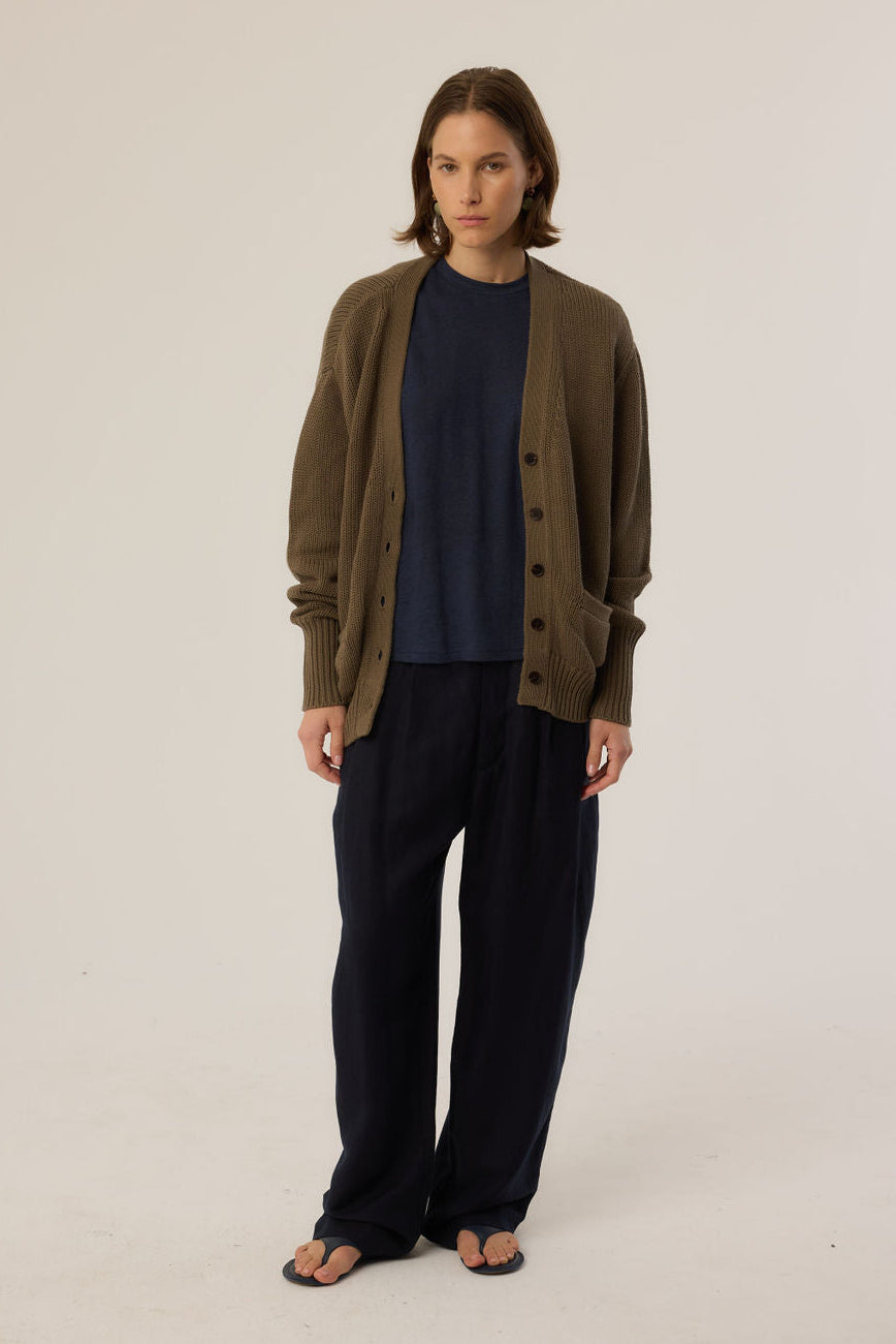 The Welt Pocket Cardigan in Khaki