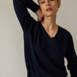 The V Fave Cashmere Sweater in Dark Navy