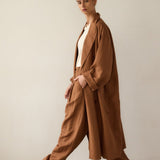 The Linen Baggy Trench Coat in Camel