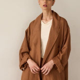 The Linen Baggy Trench Coat in Camel