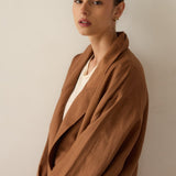 The Linen Baggy Trench Coat in Camel