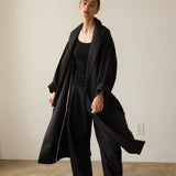 The Linen Baggy Trench Coat in Black