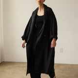 The Linen Baggy Trench Coat in Black