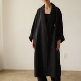 The Linen Baggy Trench Coat in Black