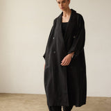 The Linen Baggy Trench Coat in Black