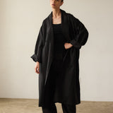 The Linen Baggy Trench Coat in Black