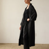 The Linen Baggy Trench Coat in Black