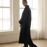 The Linen Baggy Trench Coat in Black