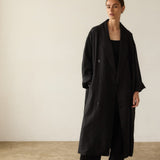 The Linen Baggy Trench Coat in Black